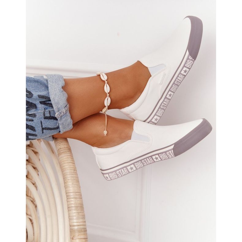 Tênis feminino slip-on Big Star HH274007 branco 1