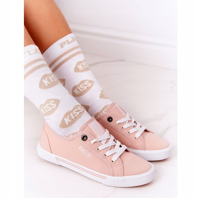 Tênis feminino Big Star HH274060 rosa branco 1