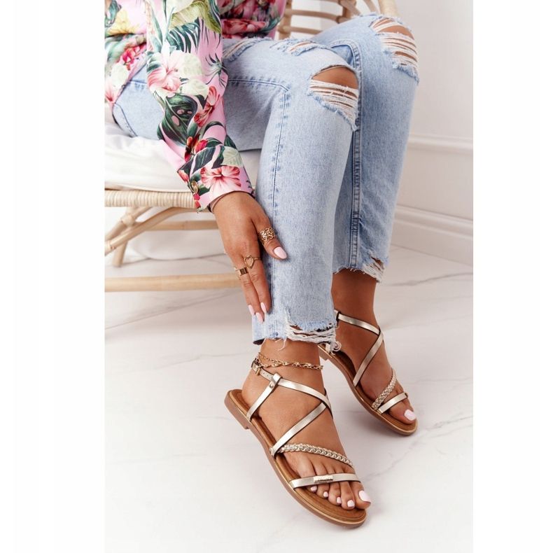 S.Barski Sandálias com trança S. Bararski 152-1 Ouro dourado 1