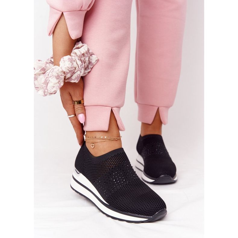 Tênis Openwork Slip-On On Wedge Black Sophia branco preto 1 Tênis Openwork Slip-On On Wedge Black Sophia branco preto 1