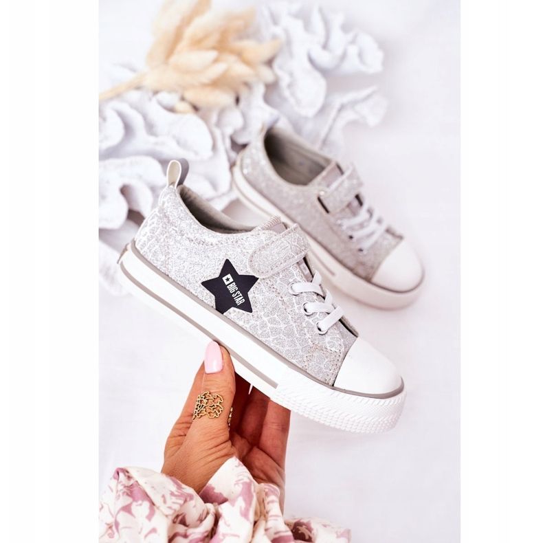 Tênis infantil com velcro Big Star HH374025 prata 1