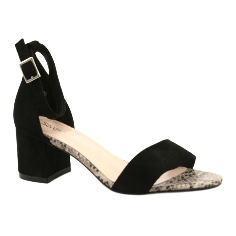 Sandálias em poste baixo Sergio Leone SK839 bege marrom preto 2