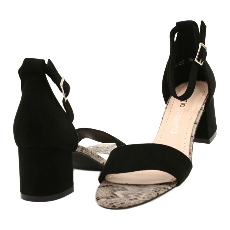 Sandálias em poste baixo Sergio Leone SK839 bege marrom preto 4