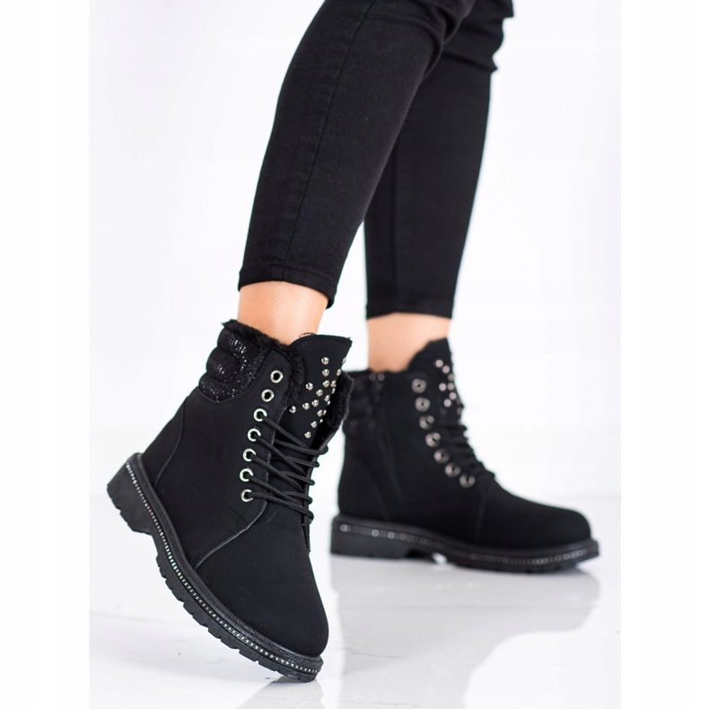 SHELOVET Armadilhas pretas com zircônia cúbica preto 2