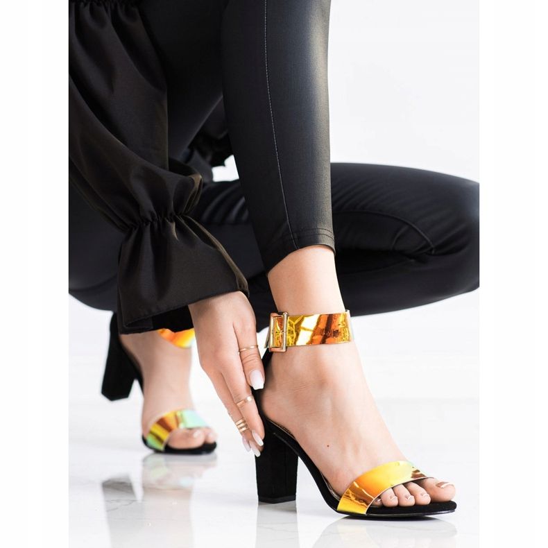 Goodin Sandálias em barra com efeito holo preto 2 Goodin Sandálias em barra com efeito holo preto 2