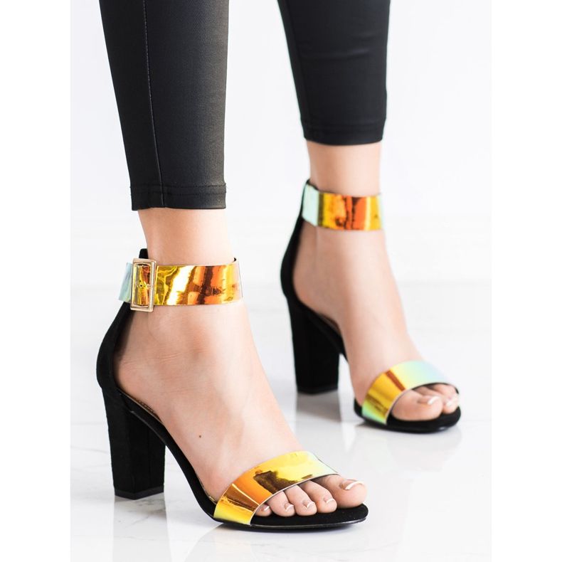 Goodin Sandálias em barra com efeito holo preto 1 Goodin Sandálias em barra com efeito holo preto 1