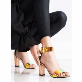 Goodin Sandálias em barra com efeito holo dourado 2