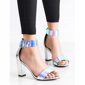 Goodin Sandálias em barra com efeito holo prata 1