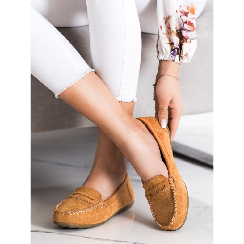 Super Me Mocassins de camurça de camelo marrom 1