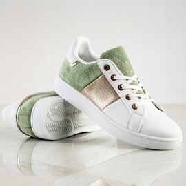 SHELOVET Tênis atados da moda branco multicolorido verde 1