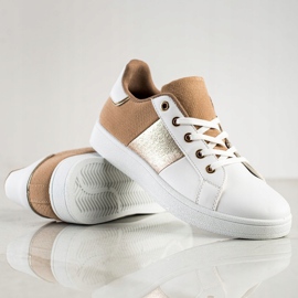 SHELOVET Tênis atados da moda branco marrom multicolorido 1