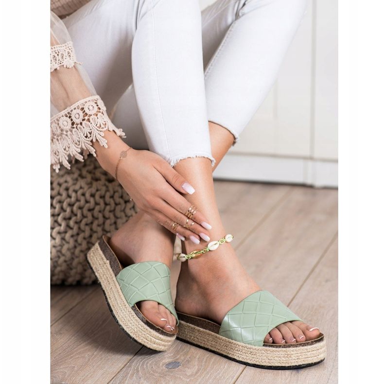 SHELOVET Chinelos na plataforma verde 1