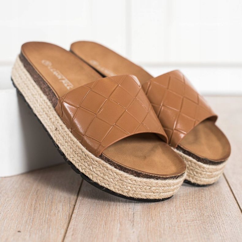 SHELOVET flip-flops de plataforma marrom 1
