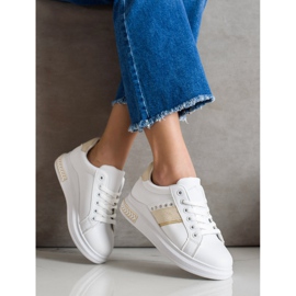 SHELOVET Tênis Casual branco dourado 2