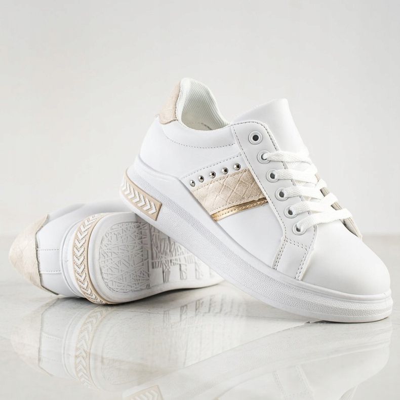 SHELOVET Tênis Casual branco dourado 1