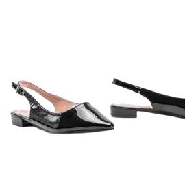 Tia, bailarinas planas com patente negra preto 1