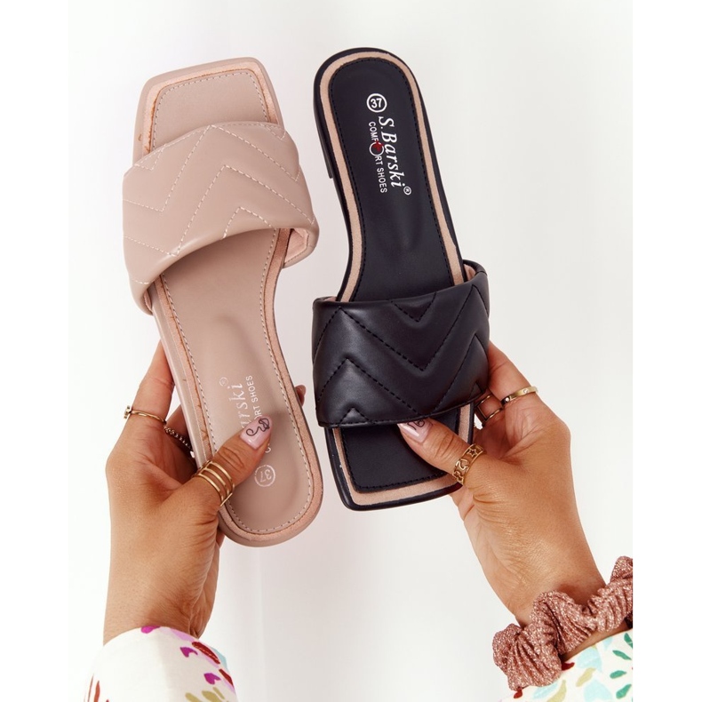 S.Barski Chinelos de couro com acolchoado S. Barski 331-42 Cappuccino bege 1