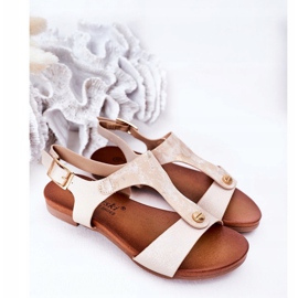 S.Barski Sandálias infantis S. Bararski Comfort Złote branco prata dourado 1