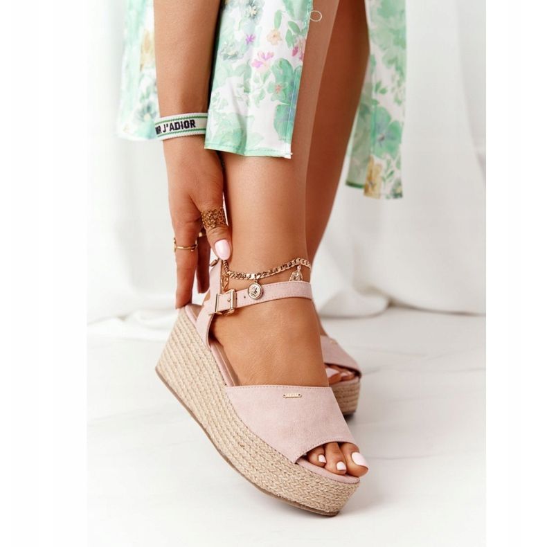Sandálias de Cunha Com Big Star Trançado FF274749 Nude rosa 2