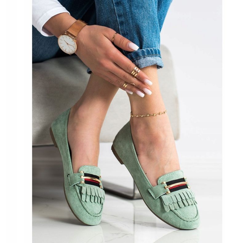 Anesia Paris Mocassins elegantes verde 2