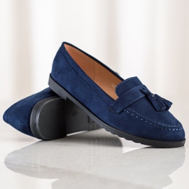 SHELOVET Mocassins casuais com franjas azul marinho azul 1