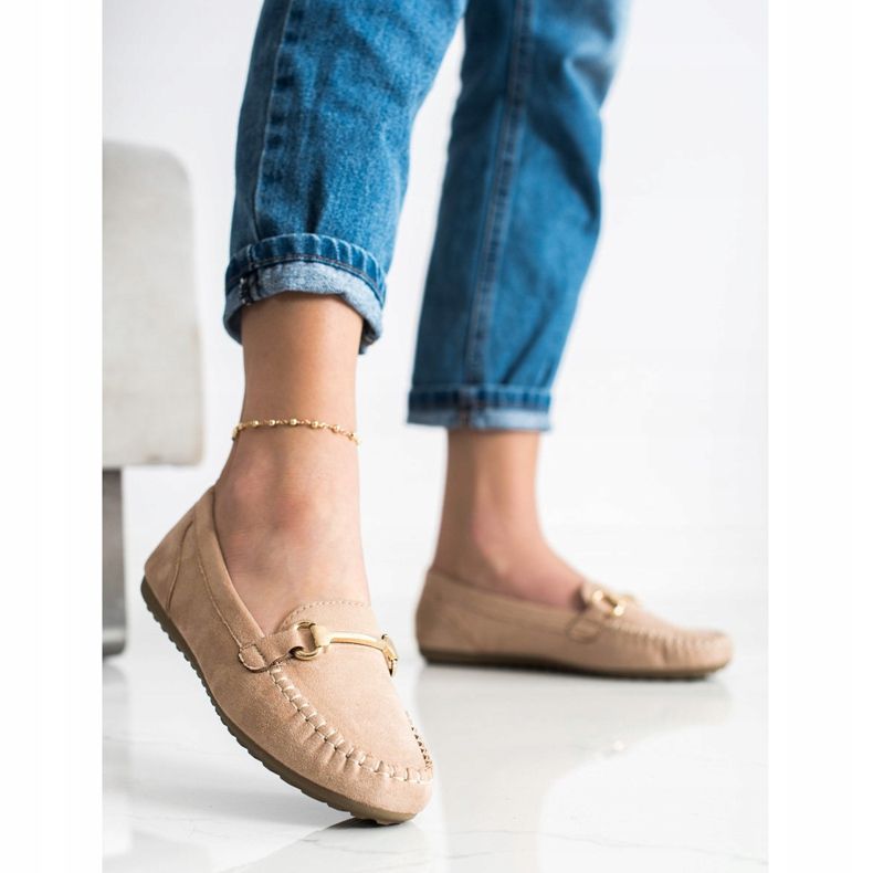 SHELOVET Mocassins de camurça bege 2