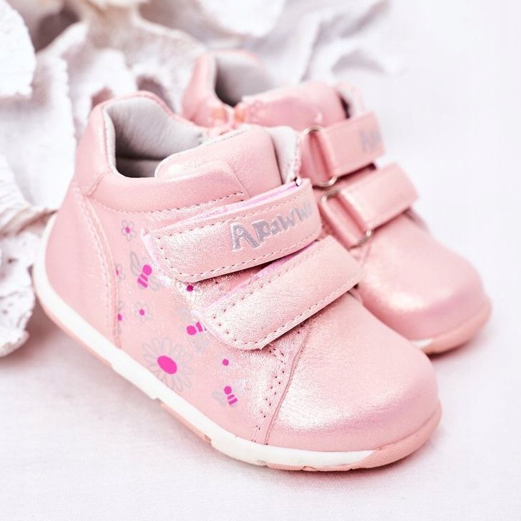 Apawwa Brogues infantis com velcro rosa milo 1 Apawwa Brogues infantis com velcro rosa milo 1