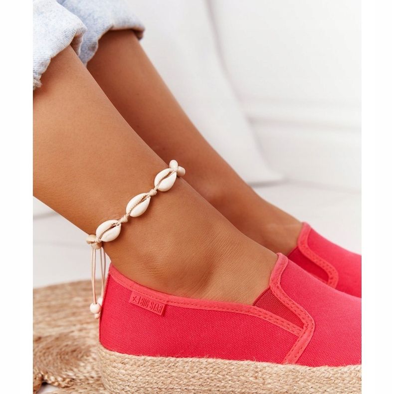 Alpercatas em uma plataforma trançada Big Star FF274149 vermelho 1