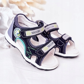 EVE Sandálias infantis de futebol azul marinho com velcro azul-marinho multicolorido 1