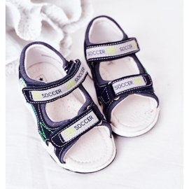 EVE Sandálias infantis de futebol azul marinho com velcro multicolorido 2