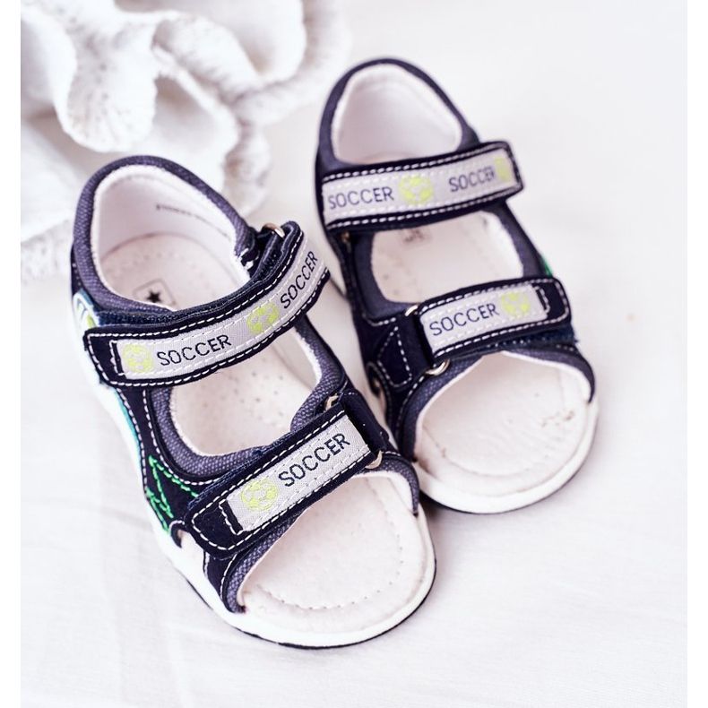EVE Sandálias infantis de futebol azul marinho com velcro azul-marinho multicolorido 2