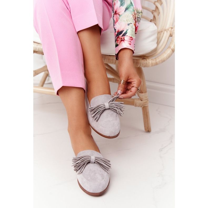 EVE Mocassins de camurça com franjas cinza Alicante 2