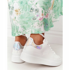 Calçados Esportivos Tênis com Plataforma Branco e Prateado Brilho Brilhante prata 2