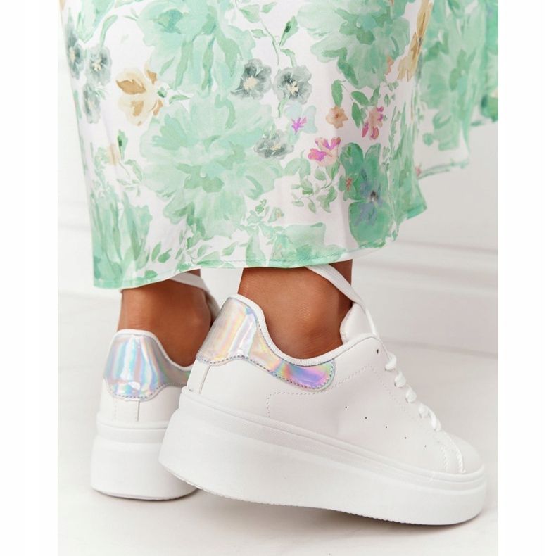 Calçados Esportivos Tênis com Plataforma Branco e Prateado Brilho Brilhante prata 2