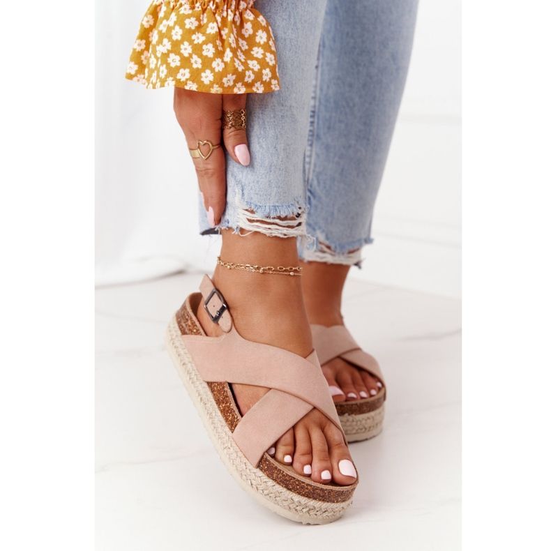 Sandálias na plataforma de cortiça Big Star FF274A130 Bege 2