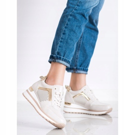 SHELOVET Tênis elegantes com brilho bege 1