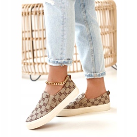 Desafio de tênis feminino deslizando cáqui bege marrom 4