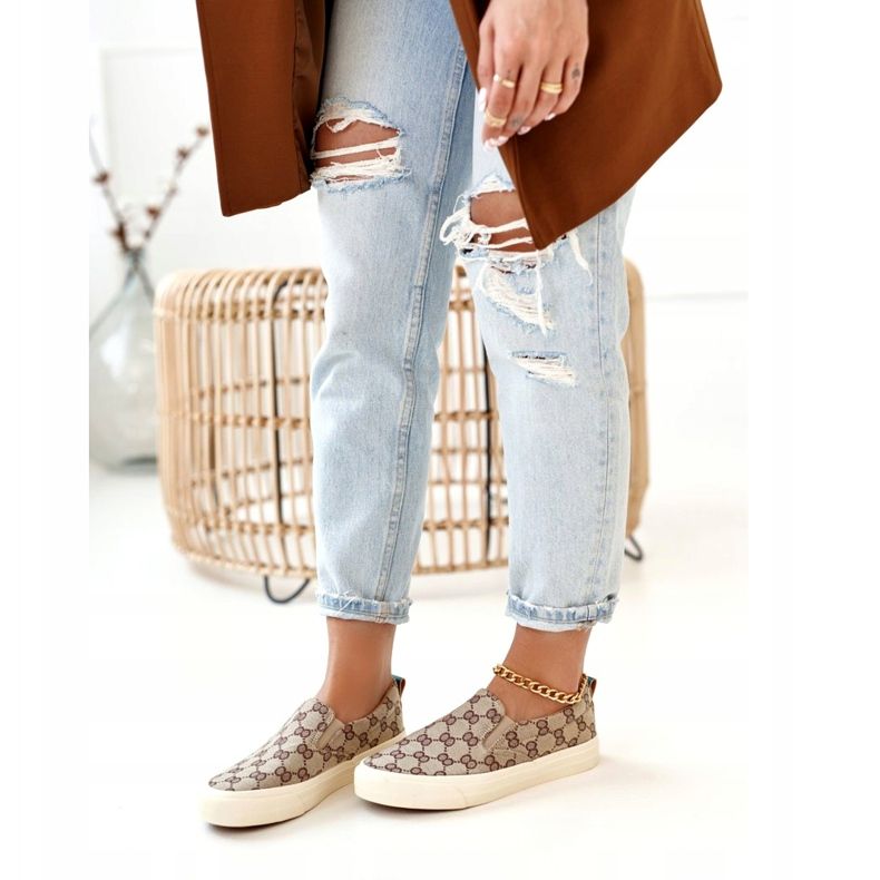 Desafio de tênis feminino deslizando cáqui bege castanho 1