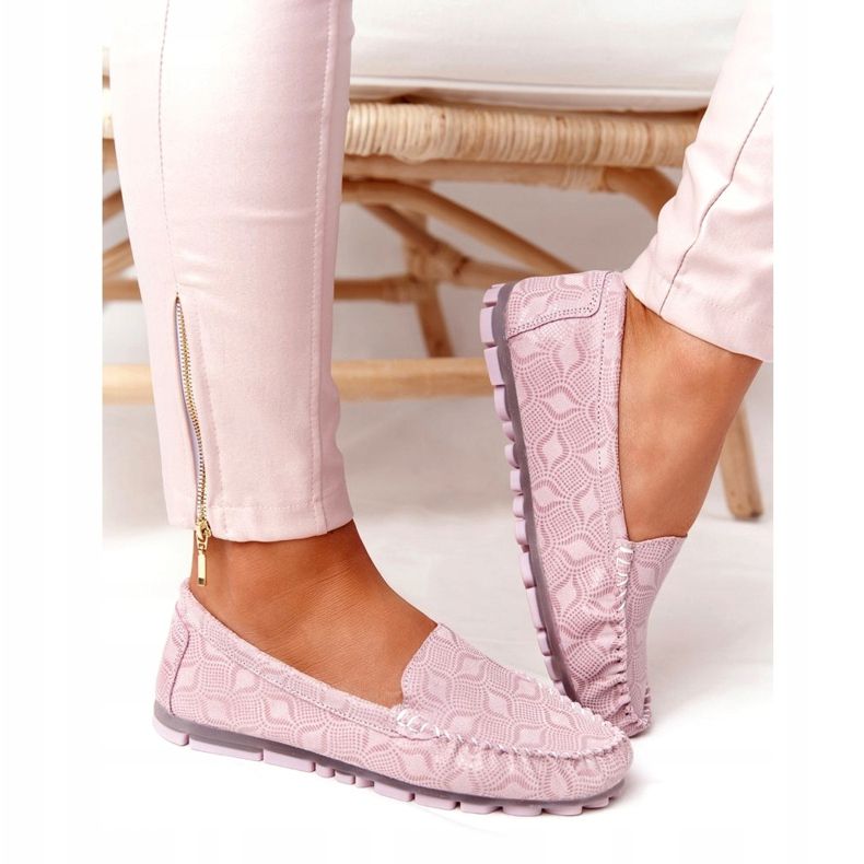 Mocassins de couro ecológicos Rio Flore rosa 5