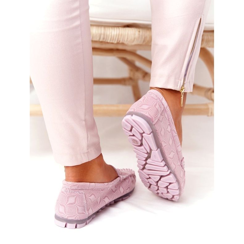 Mocassins de couro ecológicos Rio Flore rosa 4