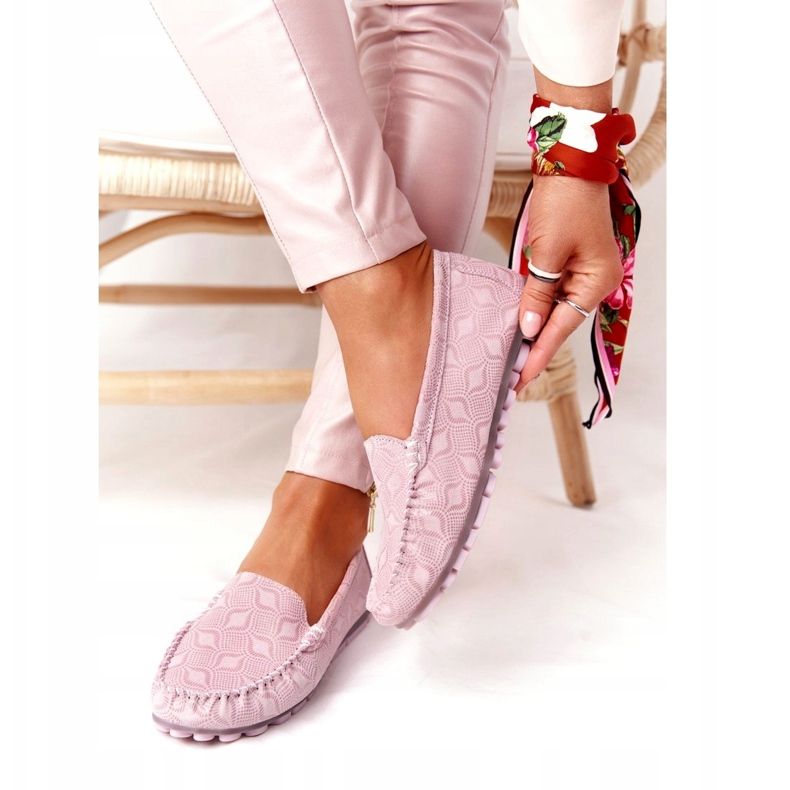 Mocassins de couro ecológicos Rio Flore rosa 1