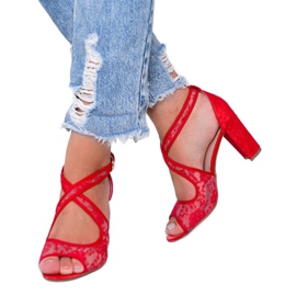 Sandálias de renda vermelha no poste Beth vermelho 1