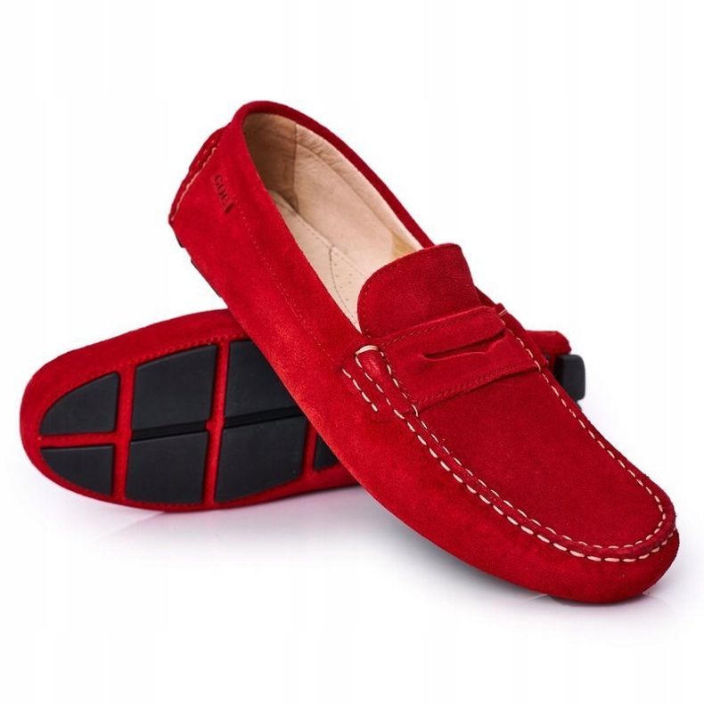 Mocassins casuais de camurça GOE HH1N4066 vermelho 1