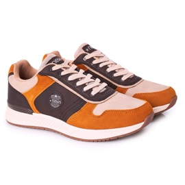 NEWS Sapatos esportivos masculinos. Tênis amarelo-marrom Harold multicolorido 1