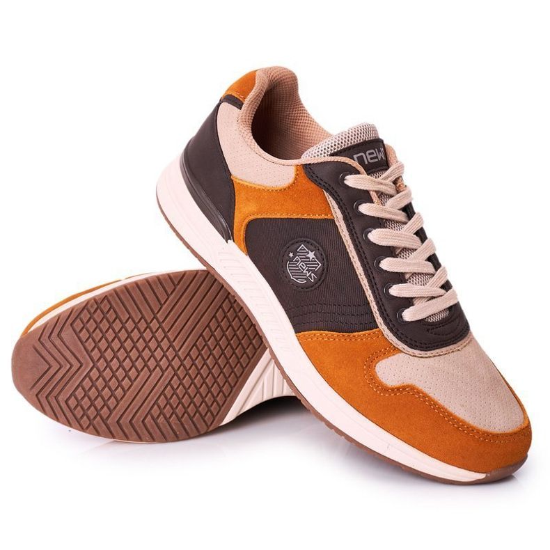 NEWS Sapatos esportivos masculinos. Tênis amarelo-marrom Harold multicolorido 2
