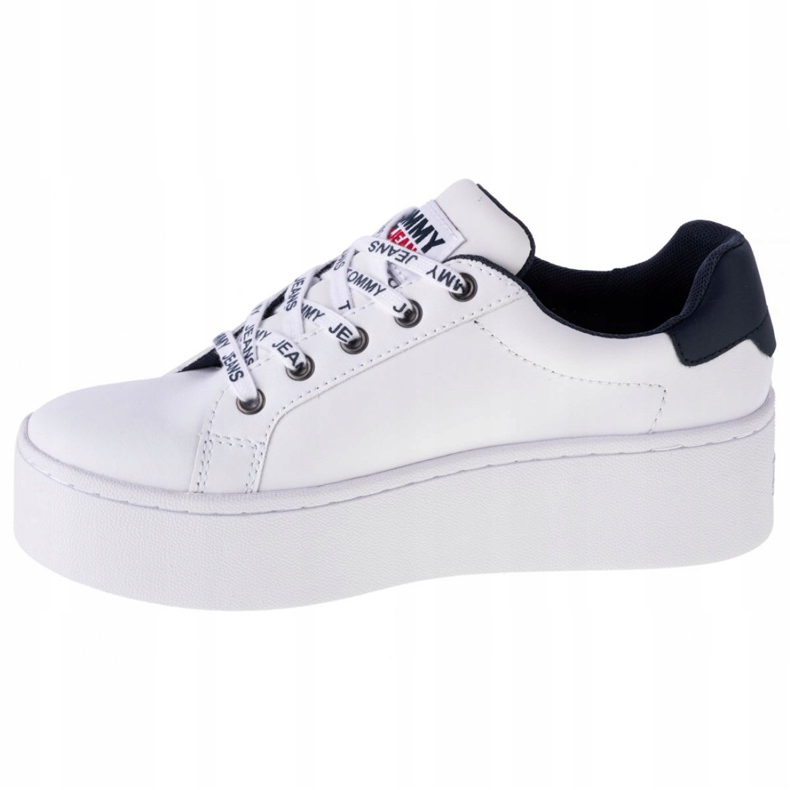 Sapatos de couro liso Tommy Hilfiger Iconic em EN0EN01113-YBR branco azul marinho 1