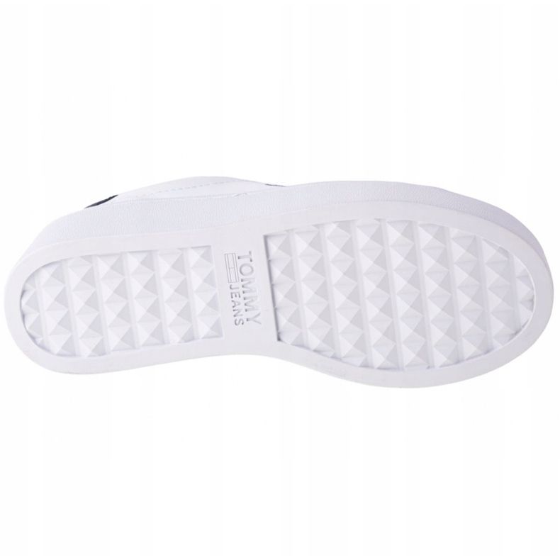 Sapatos de couro liso Tommy Hilfiger Iconic em EN0EN01113-YBR branco azul marinho 3