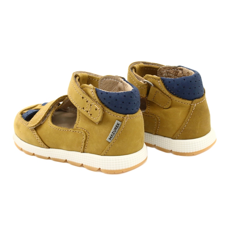 Sandálias de couro para Velcro Mazurek 1187 C. Jółty amarelo 3