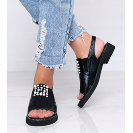 Sandálias pretas com pérolas Like A Woman preto 1