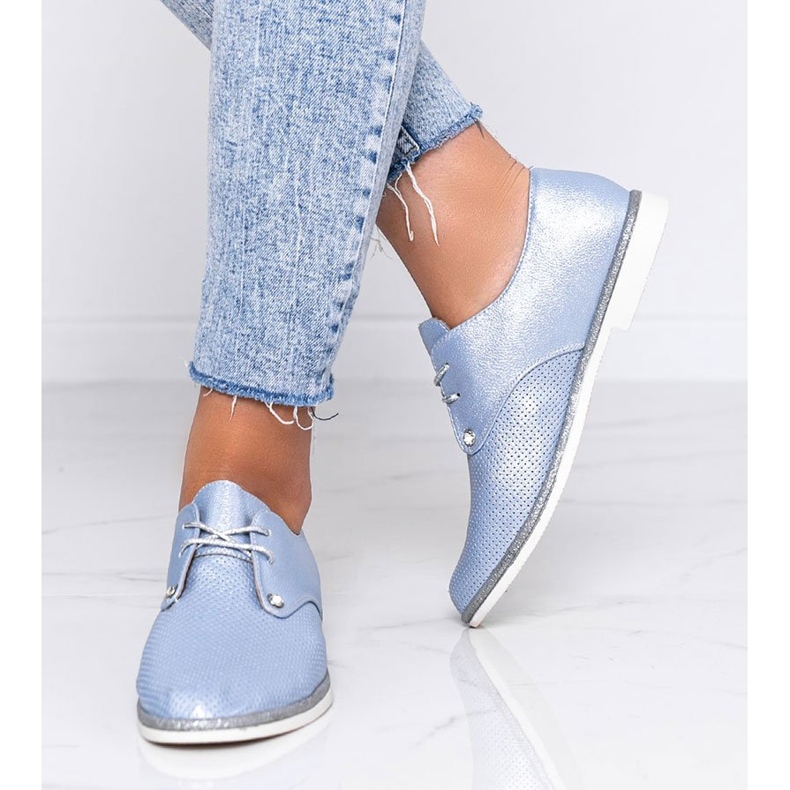 Sapatos azuis brilhantes abertos da Grand Street azul 1